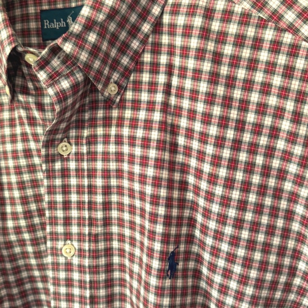 Vintage Ralph Lauren Button Down Shirt Mens Large Plaid‎ Classic Long Sleeve